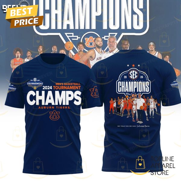 2024 Men Basketball Tournament Champs Auburn Tigers 3D T-Shirt – Blue