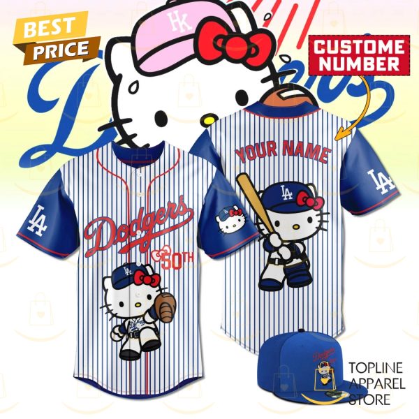 Personalized Los Angeles Dodgers Hello Kitty 50th Baseball Jersey