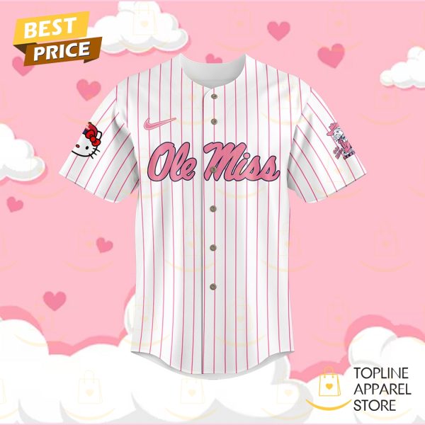 Personalized 2024 Ole Miss Rebels Football x Hello Kitty Baseball Jersey