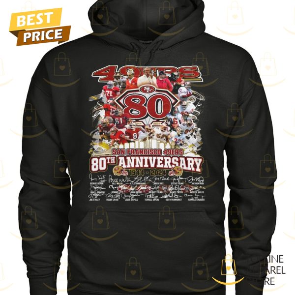 San Francisco 49ers 80th Anniversary 1944-2024 Signature Unisex T-Shirt