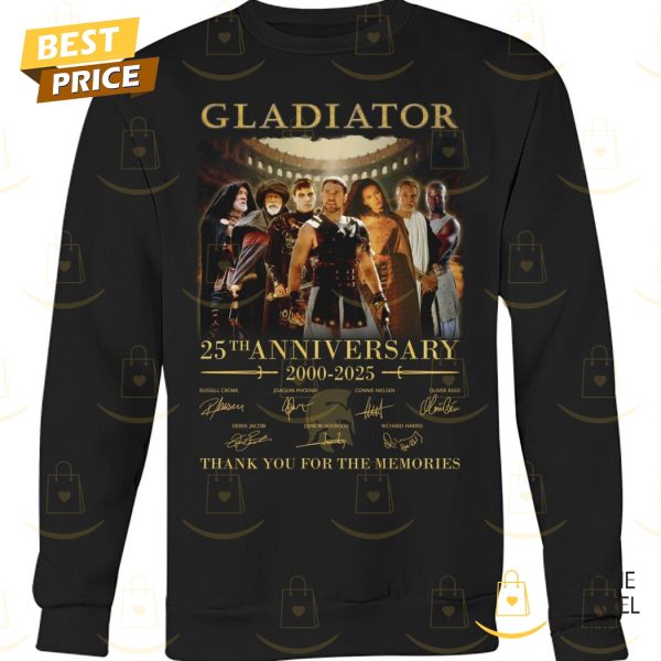 Gladiator 25th Anniversary 2000-2025 Signature Thank You For The Memories Unisex T-Shirt