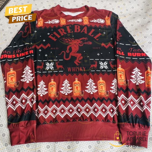 Fireball Whisky Tastes Like Heaven Burns Like Hell 3D Ugly Sweater