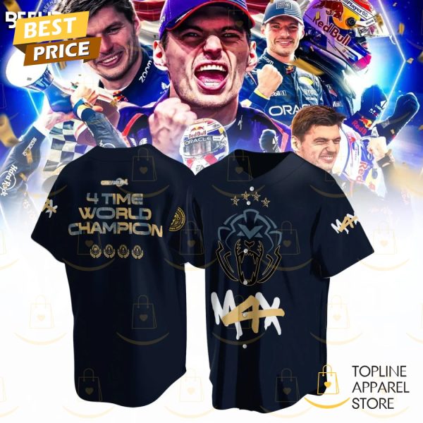 Max Verstappen 4 Time World Champion Baseball Jersey