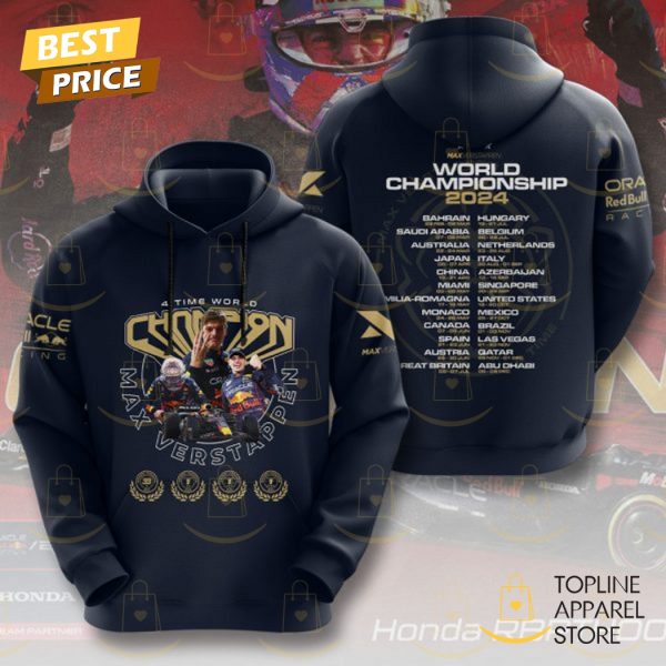 Max Verstappen 4 Time World Championship 2024 Hoodie