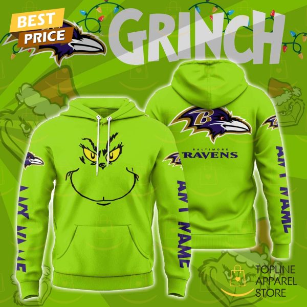 Personalized The Grinch x Baltimore Ravens Hoodie – Green