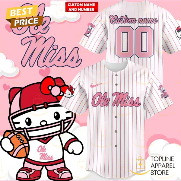 Personalized 2024 Ole Miss Rebels Football x Hello Kitty Baseball Jersey