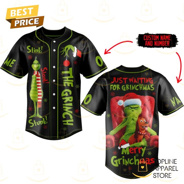 Personalized The Grinch Just Waiting For Grinchmas Merry Grinchmas Baseball Jersey