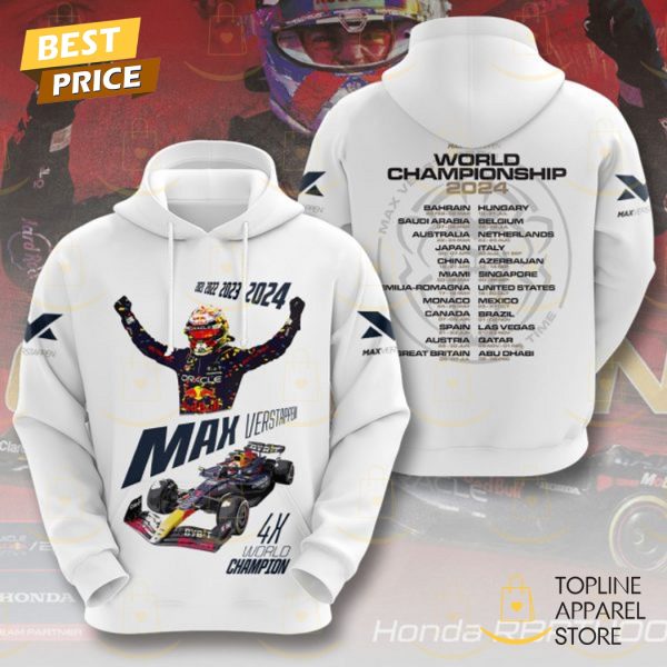 4X World Champions 2024 F1 Max Verstappen Hoodie