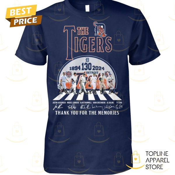 The Detroit Tigers 130 Years 1894-2024 Signature Thank You For The Memories Unisex T-Shirt