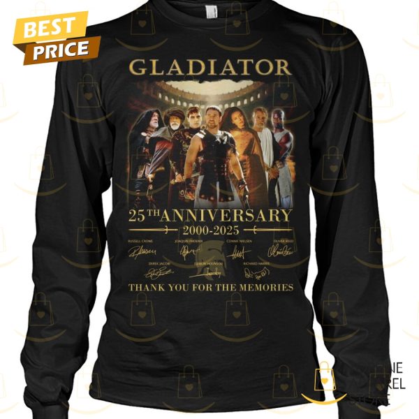 Gladiator 25th Anniversary 2000-2025 Signature Thank You For The Memories Unisex T-Shirt