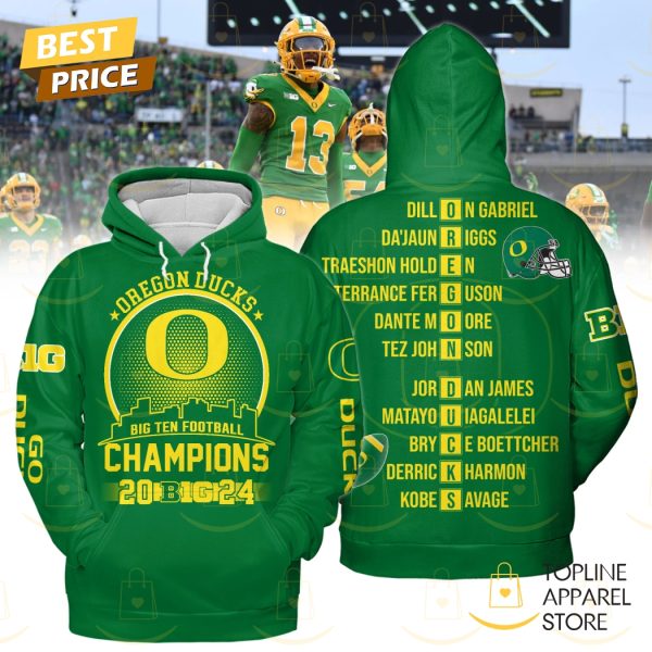 2024 Big Ten Champions Oregon Ducks Foottball Hoodie