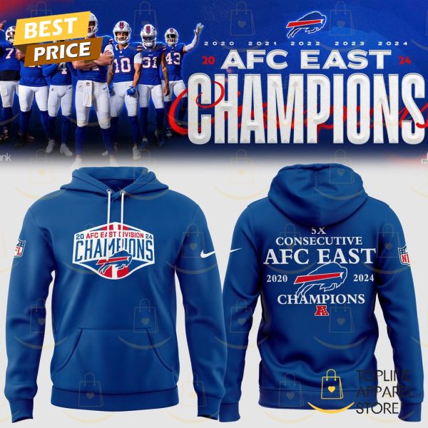 2024 Buffalo Bills 5x Consecutive AFC East 2020-2024 Champions Hoodie