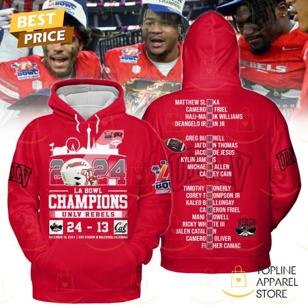 2024 LA Bowl Champions UNLV Rebels Football Hoodie