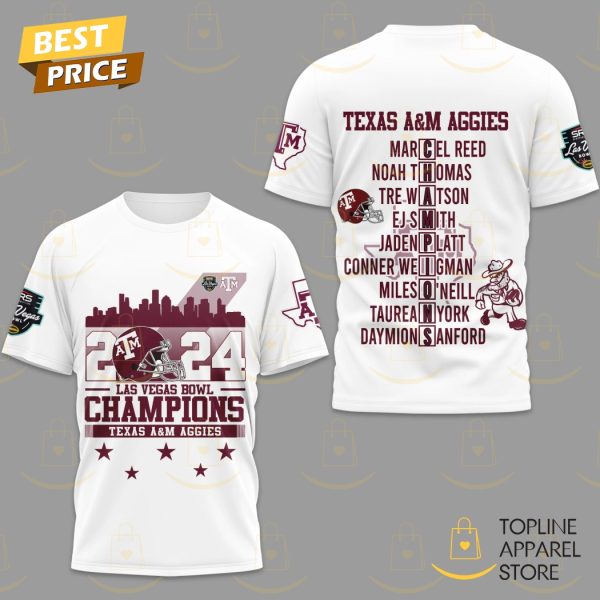 2024 Las Vegas Bowl Champions Texas A&M Aggies 3D T-Shirt