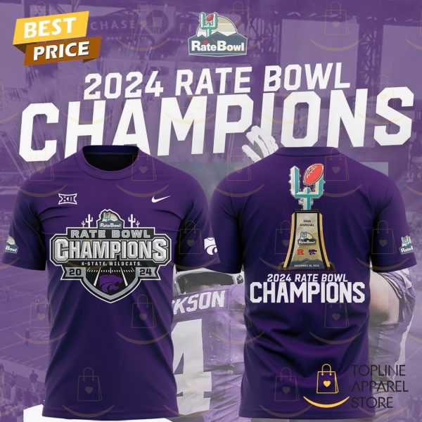 2024 Rate Bow Champions Kansas State Wildcats Football 3D T-Shirt