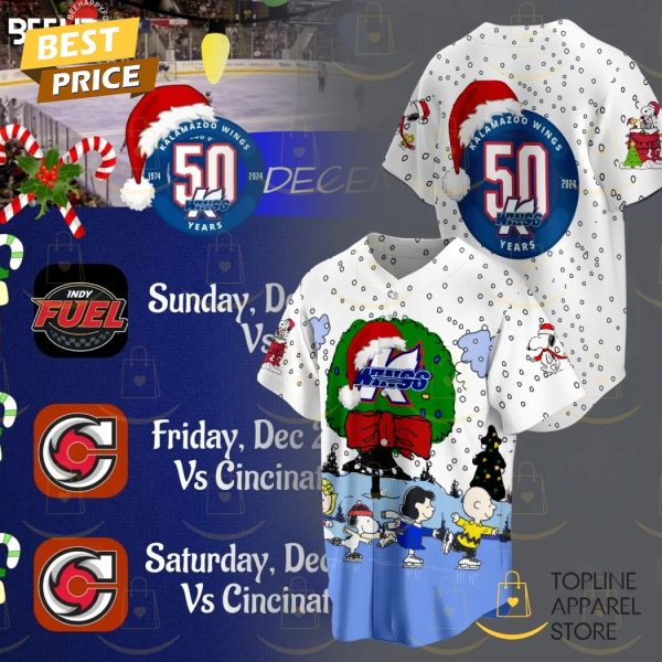 Kalamazoo Wings Highlights Peanuts A Christmas Clebration Night Baseball Jersey