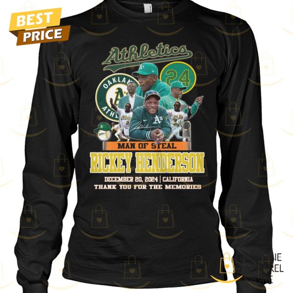 Oakland Athletics Rickey Henderson Man Of Steal Signature Thank You For The Memories Unisex T-Shirt