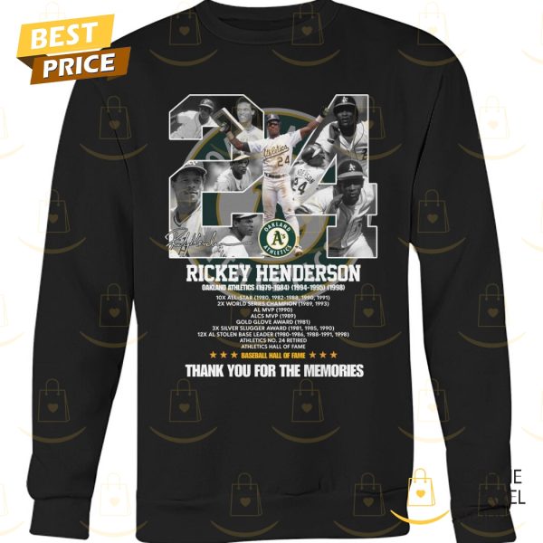 Oakland Athletics Rickey Henderson 1958-2024 Thank You For The Memories Signature Unisex T-Shirt