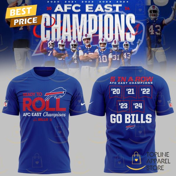 5 In A Row 2024 AFC East Division Champions Buffalo Bills – Go Bills 3D T-Shirt