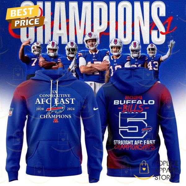 5x Consecutive AFC East 2020-2024 Champions Buffalo Bills Hoodie