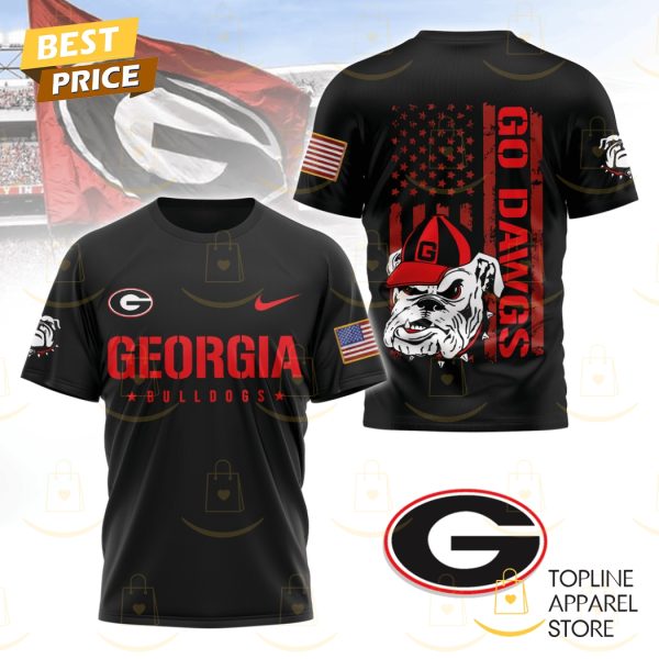 Georgia Bulldogs Football – Go Dawgs 3D T-Shirt – Black