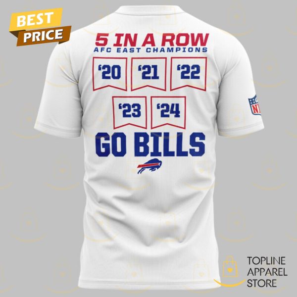 2024 AFC East Division Champions Buffalo Bills – Go Bills 3D T-Shirt – White