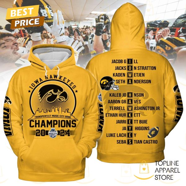 Iowa Hawkeyes Transperfect Music City Bowl Champions 2024 Hoodie