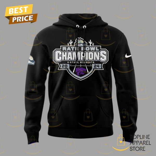 K-State Kansas State Wildcats 2024 Rate Bowl Champions Black Hoodie