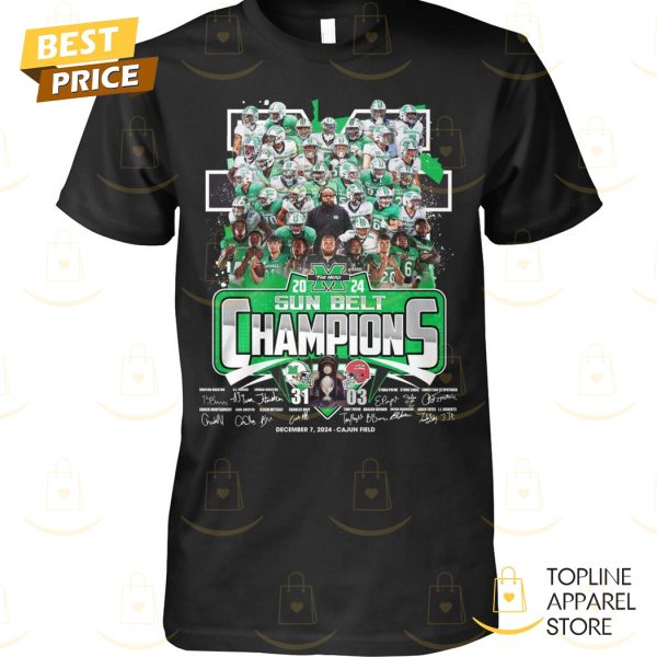 Marshall Thundering Herd 2024 Sun Belt Champions Signature Unisex T-Shirt