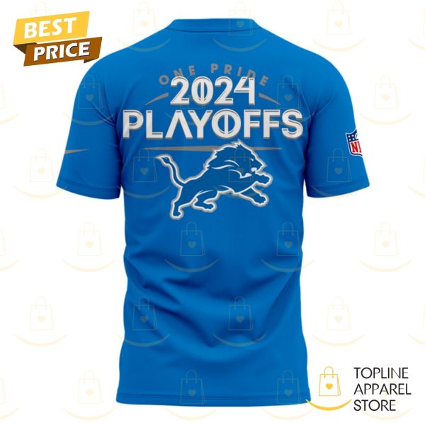 Detroit Lions Play Offs 2024 One Pride 3D T-Shirt – Blue