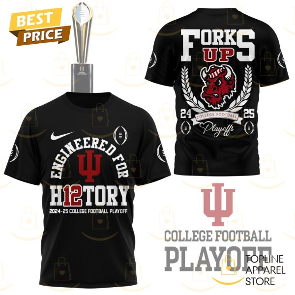 Indiana Hoosiers Engineered For H12tory College Football Playoff Forks Up 3D T-Shirt