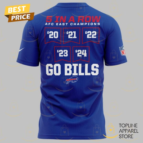 5 In A Row 2024 AFC East Division Champions Buffalo Bills – Go Bills 3D T-Shirt