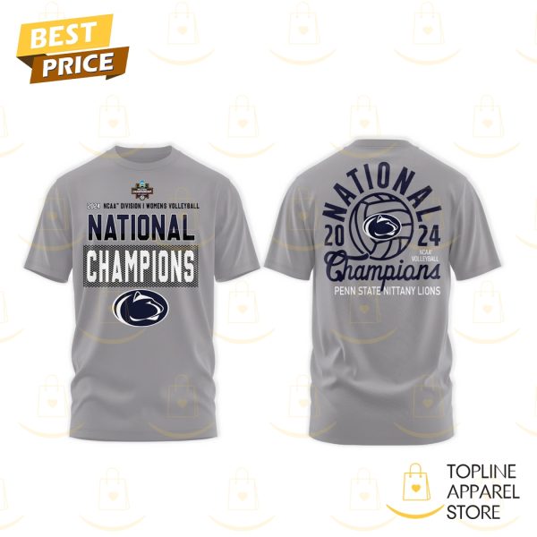 Penn State Nittany Lions Women Volleyball National Champions 3D T-Shirt – Grey