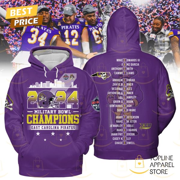 East Carolina Pirates 2024 Military Bowl Champions Hoodie