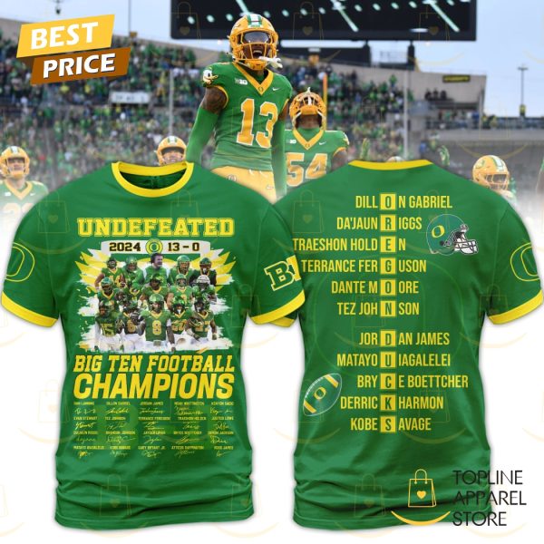 Undefeated 2024 Big Ten Champions Oregon Ducks Signature 3D T-Shirt