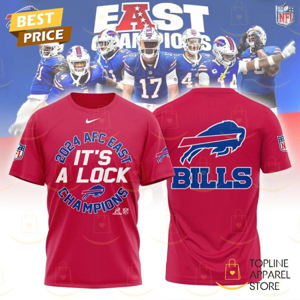 Its A Lock 2024 AFC East Champions Buffalo Bills 3D T-Shirt – Red