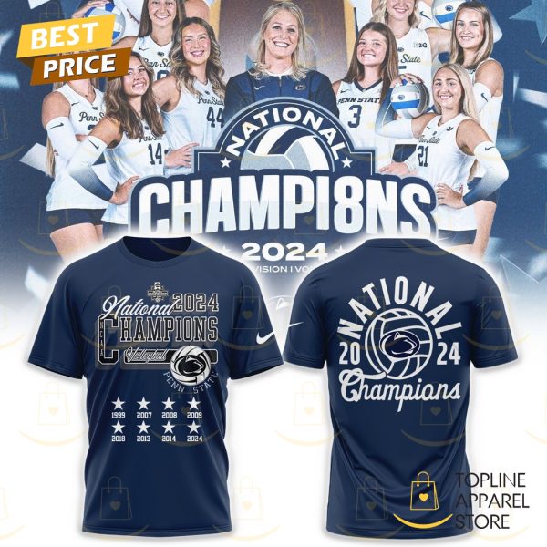 2024 Penn State Nittany Lions Women Volleyball National Champions 3D T-Shirt – Blue