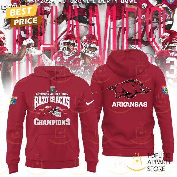 Arkansas Razorback 2024 Autozone Liberty Bowl Champions Hoodie