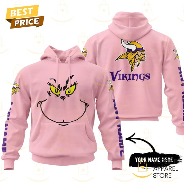 Personalized The Grinch x Minnesota Vikings Hoodie – Pink