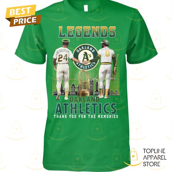 Oakland Athletics Rickey Henderson x Reggie Jackson Legends Signature Thank You For The Memories Unisex T-Shirt