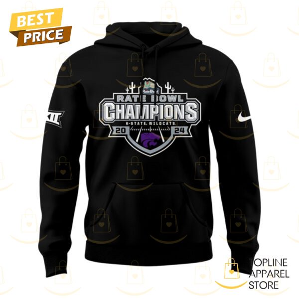 Kansas State Wildcats Football 2024 Rate Bowl Champions Hoodie – Black