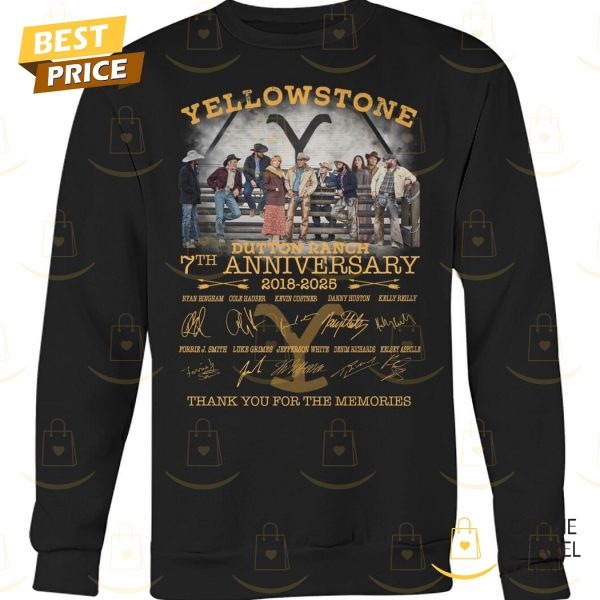 Yellowstone Dutton Ranch 7th Anniversary 2018-2025 Signature Thank You For The Memories Unisex T-Shirt