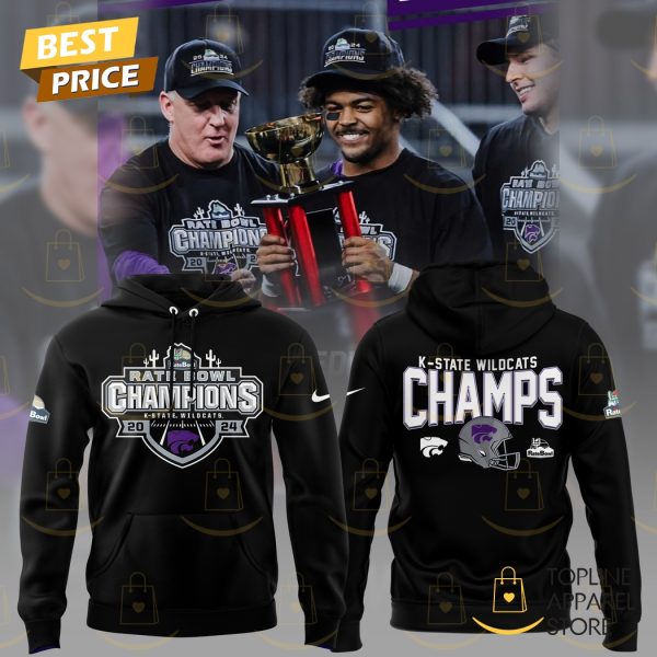 K-State Kansas State Wildcats 2024 Rate Bowl Champions Black Hoodie