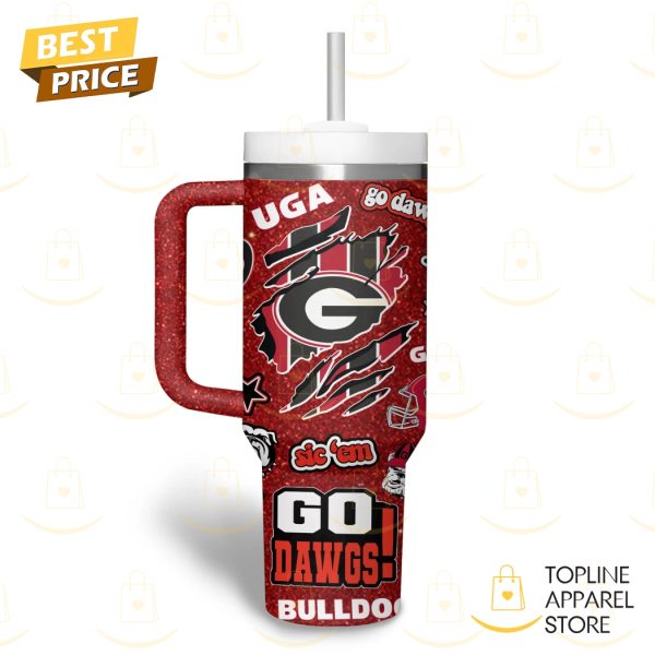 Georgia Bulldogs Sic Em Go Dawgs Tumbler With Handle And Straw