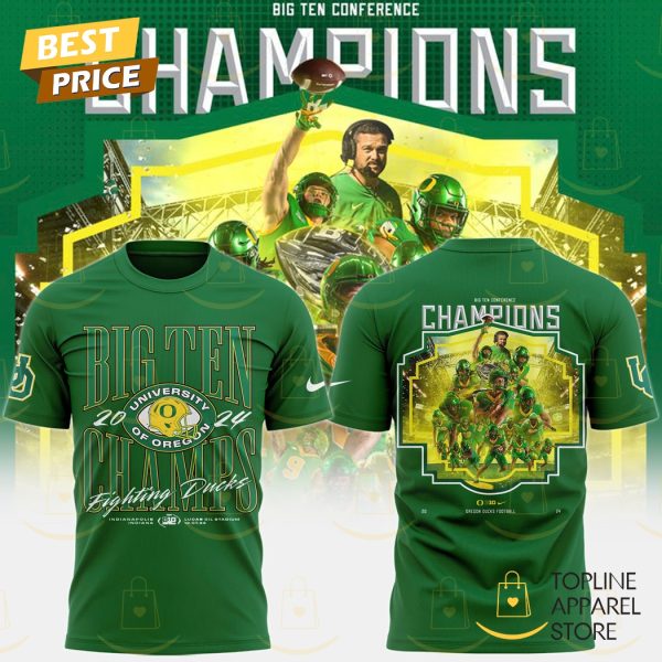 Oregon Ducks 2024 Big Ten Football Conference Champions Fighting Ducks 3D T-Shirt – Green