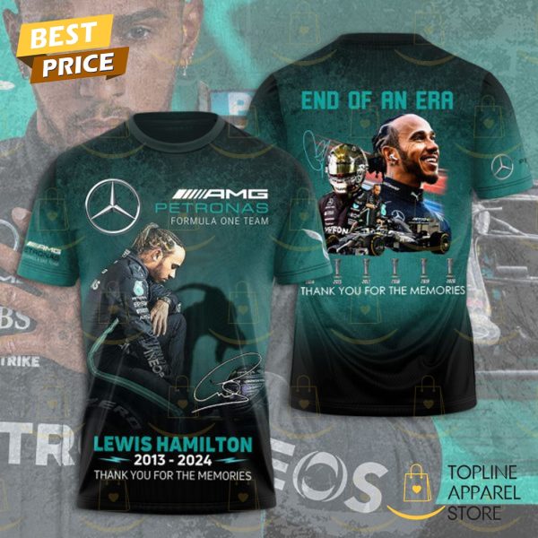 Lewis Hamilton End Of An Era Signature 2013-2024 Thank You For The Memories 3D T-Shirt