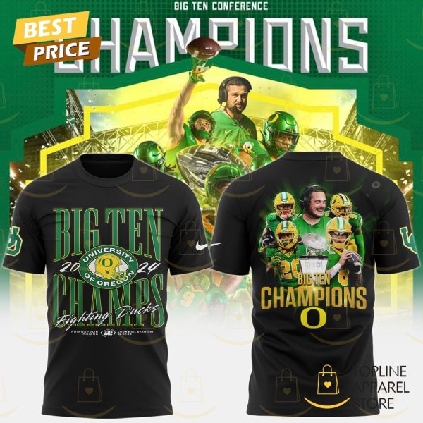 Oregon Ducks 2024 Big Ten Football Conference Champions Fighting Ducks 3D T-Shirt