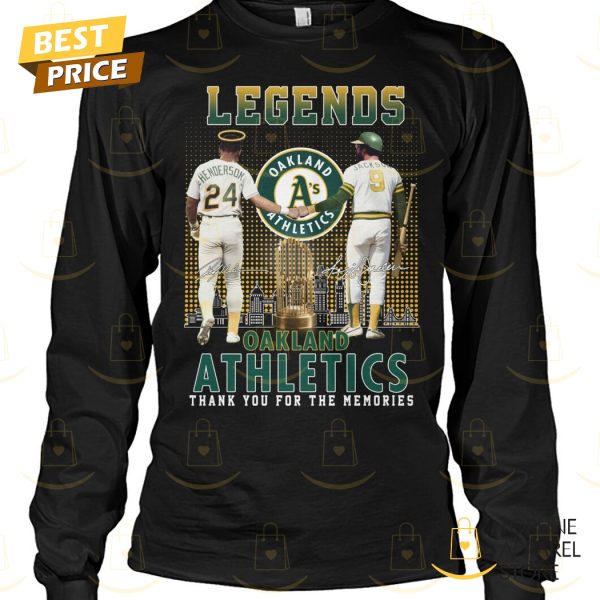 Oakland Athletics Rickey Henderson x Reggie Jackson Legends Signature Thank You For The Memories Unisex T-Shirt