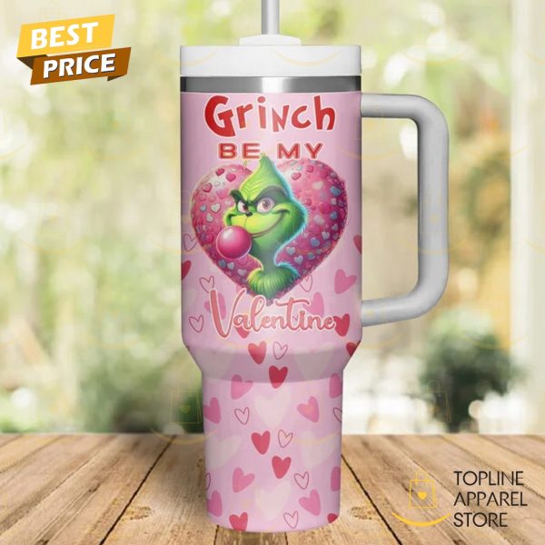 The Grinch Be My Valentina Tumbler With Handle And Straw