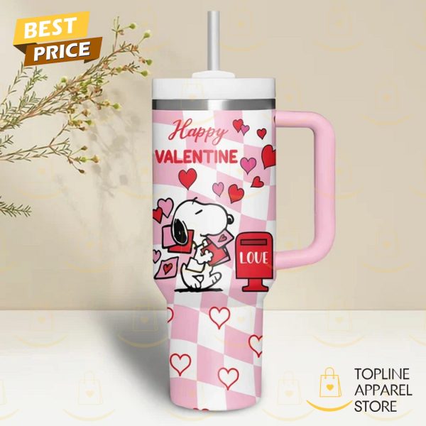 Snoopy Happy Valentina Tumbler With Handle And Straw